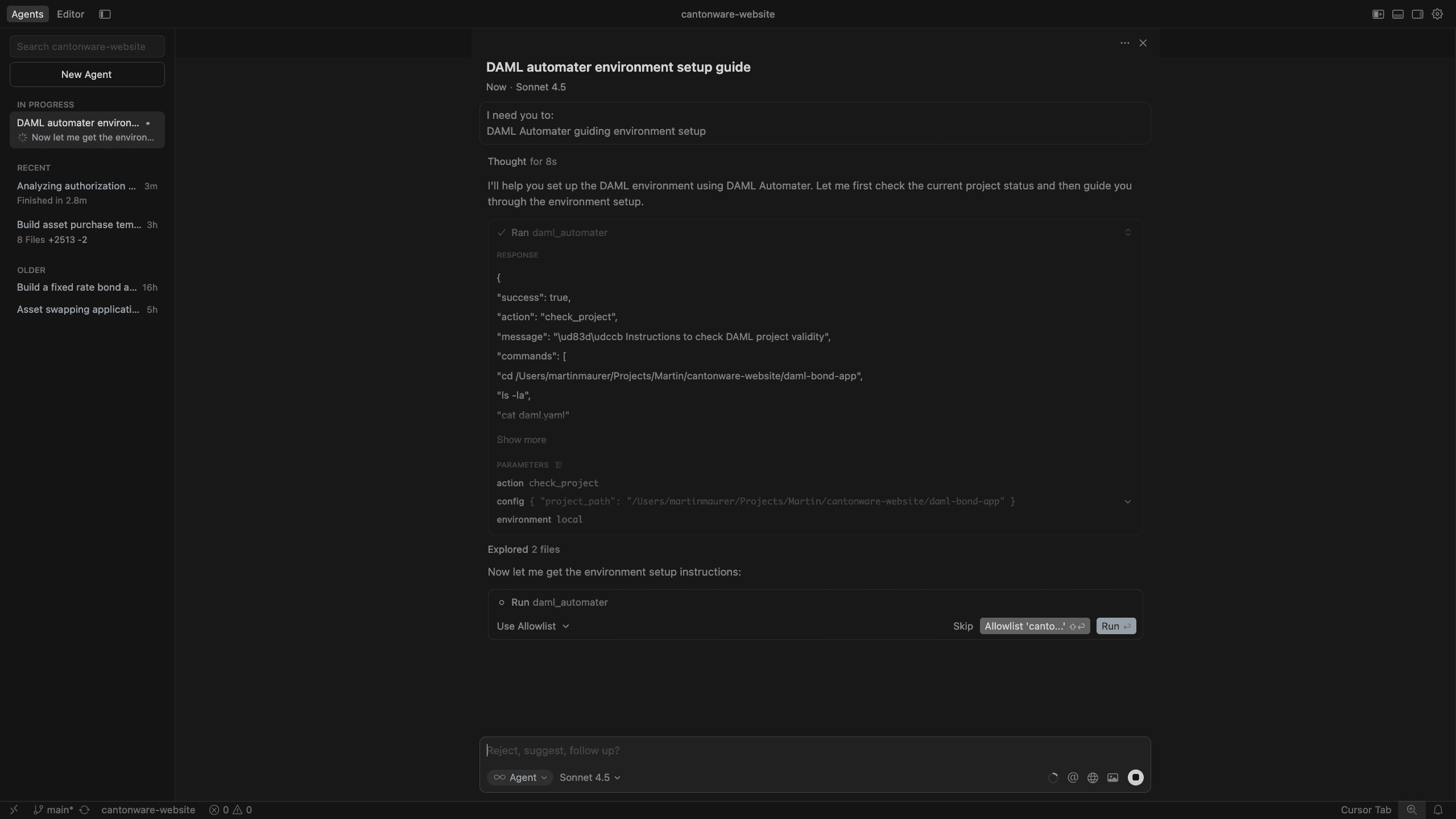 Daml Automater guiding environment setup