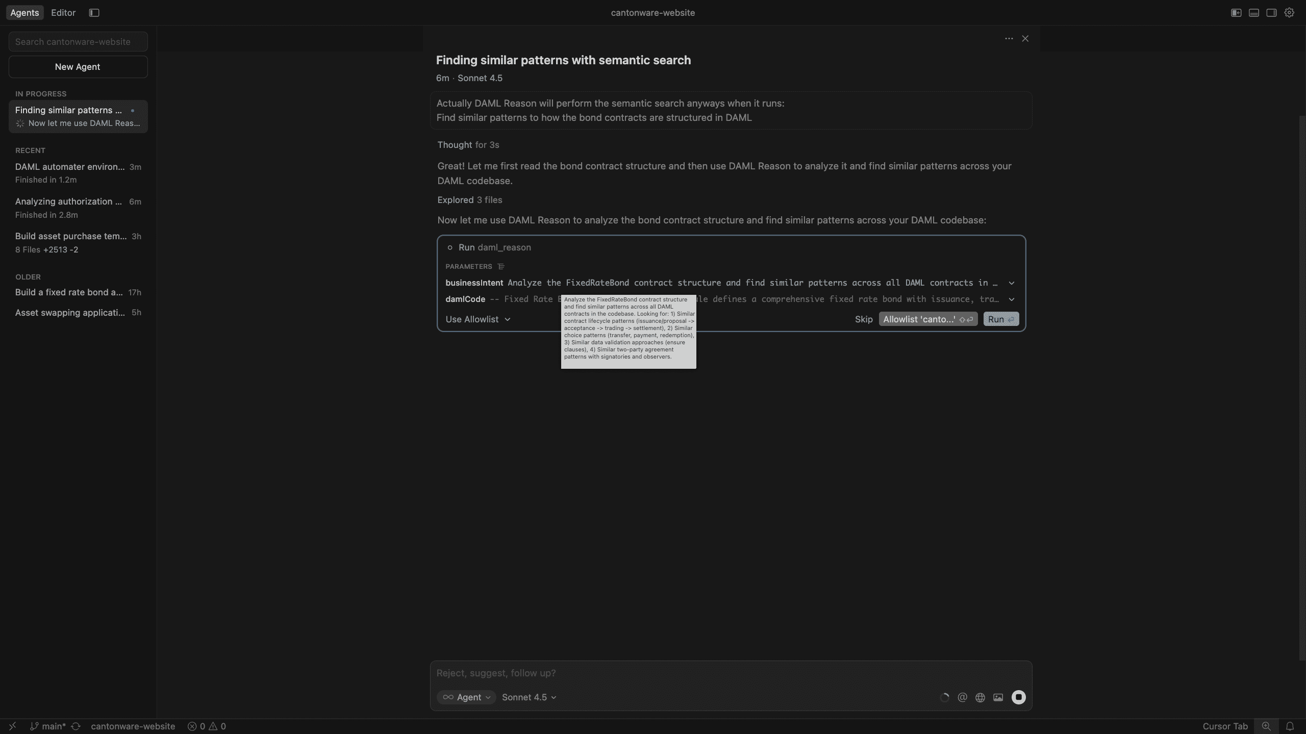 Semantic search finding similar patterns